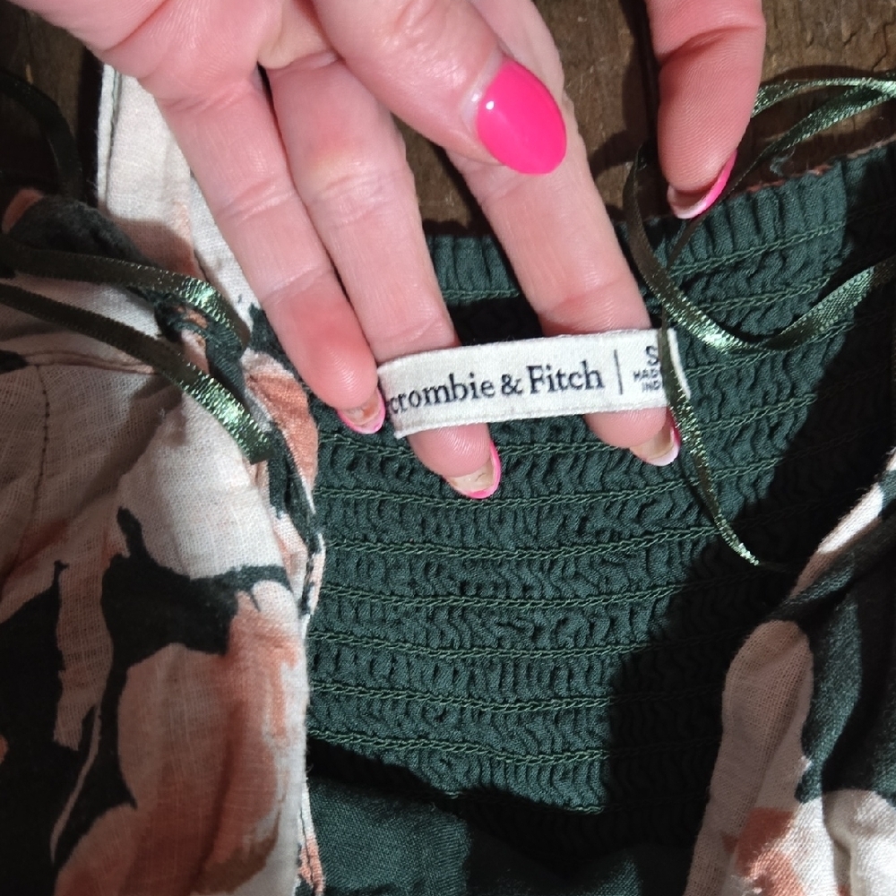 Abercrombie Small Floral Strapless Dress Flowy Floral Boho Cottagecore Halter - Picture 6 of 7